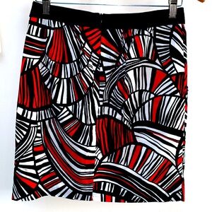 Trina Turk Skirt Red Black Abstract Print Womens Size 2